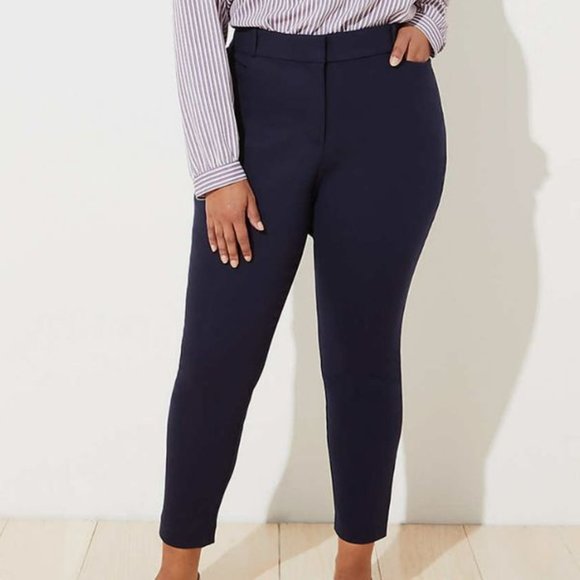 Talbots Dark Blue High-Waist Tailored Ankle Pants Size 16W Petite EUC